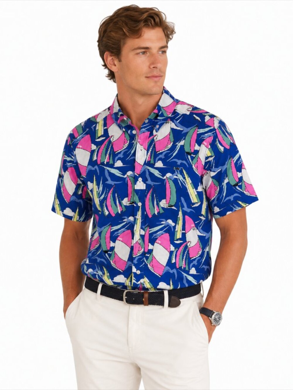Vineyard Vines Regatta Beach Sailboat Hawaiian Shirt NWT Men M Preppy